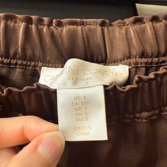 Cream Knit Top Brown Satin Lace Shorts Two Piece Set - Picture 3 of 5